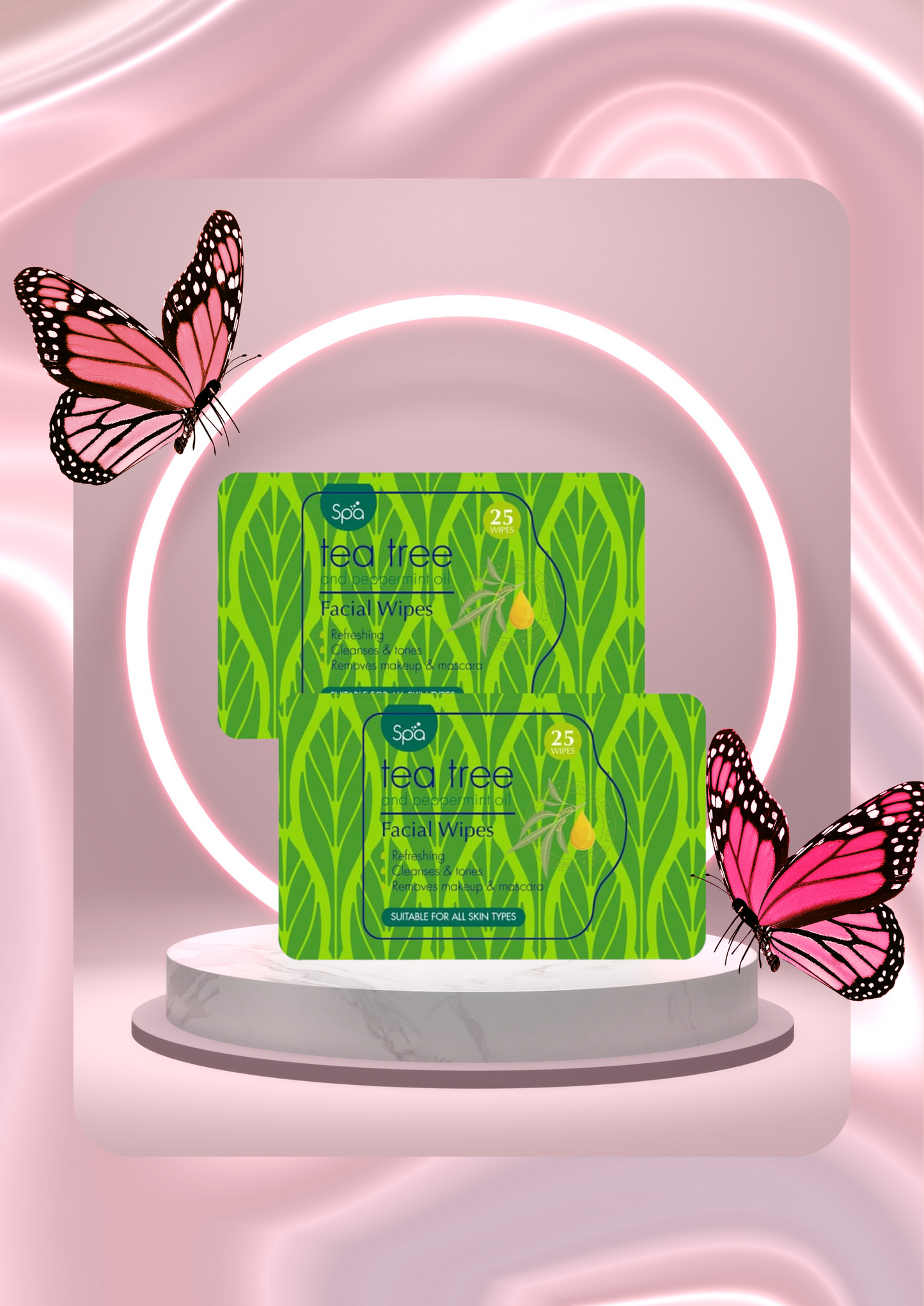 Tea Tree And Peppermint Oil Facial Wipes 25s