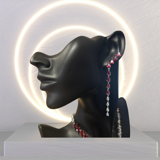 Ruby and Diamond Overlap Necklace & Earring Set