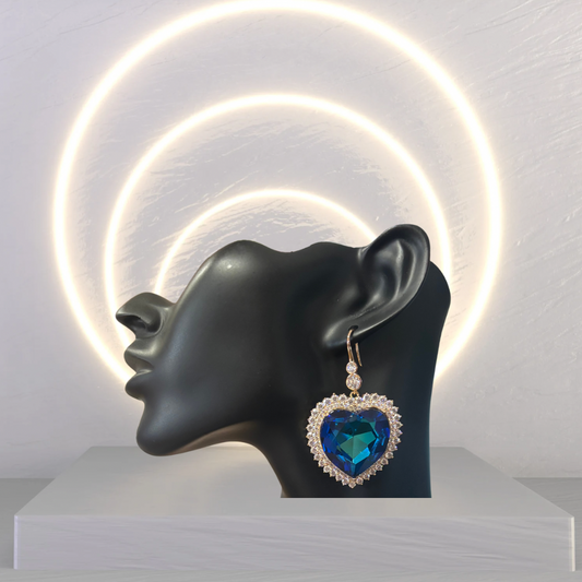 Sapphire & Diamond Heart Necklace & Earring Set