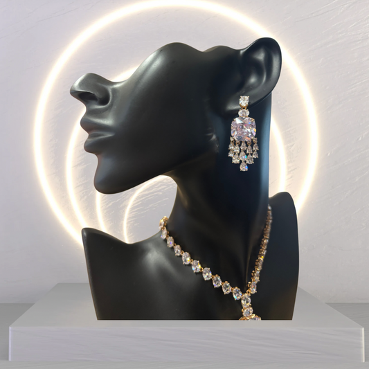 Diamond Square Necklace, Bracelet & Earring Set