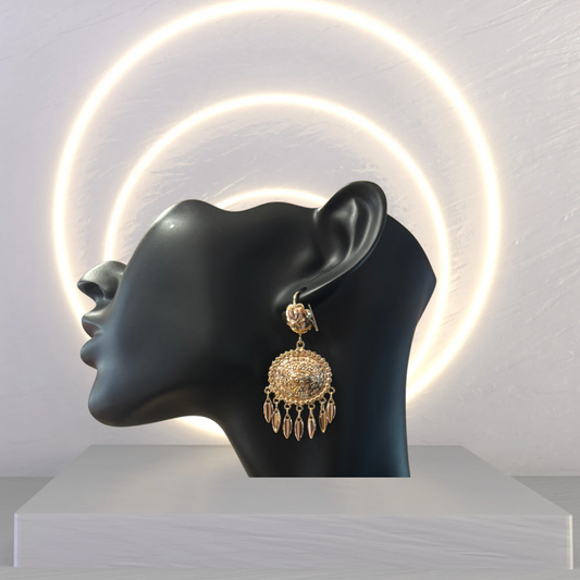 Gold Indian Oval Necklace & Earring Set