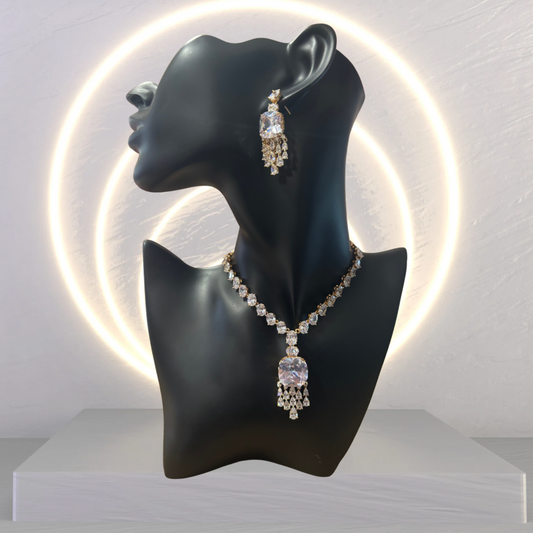 Diamond Square Necklace, Bracelet & Earring Set