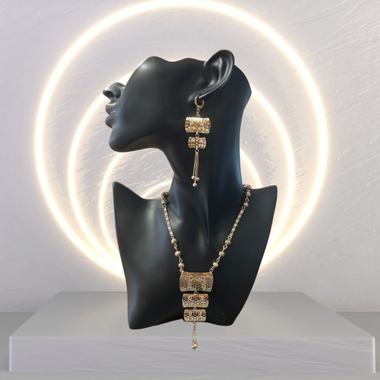 Gold Indian Barral Necklace & Earring Set