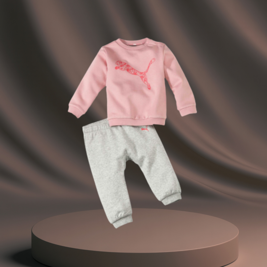 Girl's Puma Tracksuit - Pink/Grey