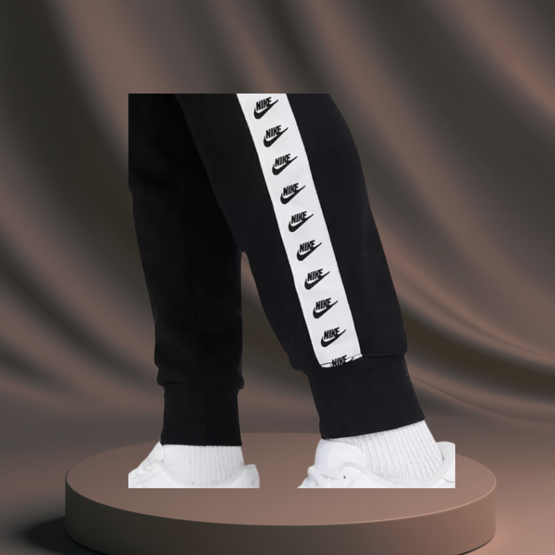 Men's Black Nike Tracksuit - White Stripe
