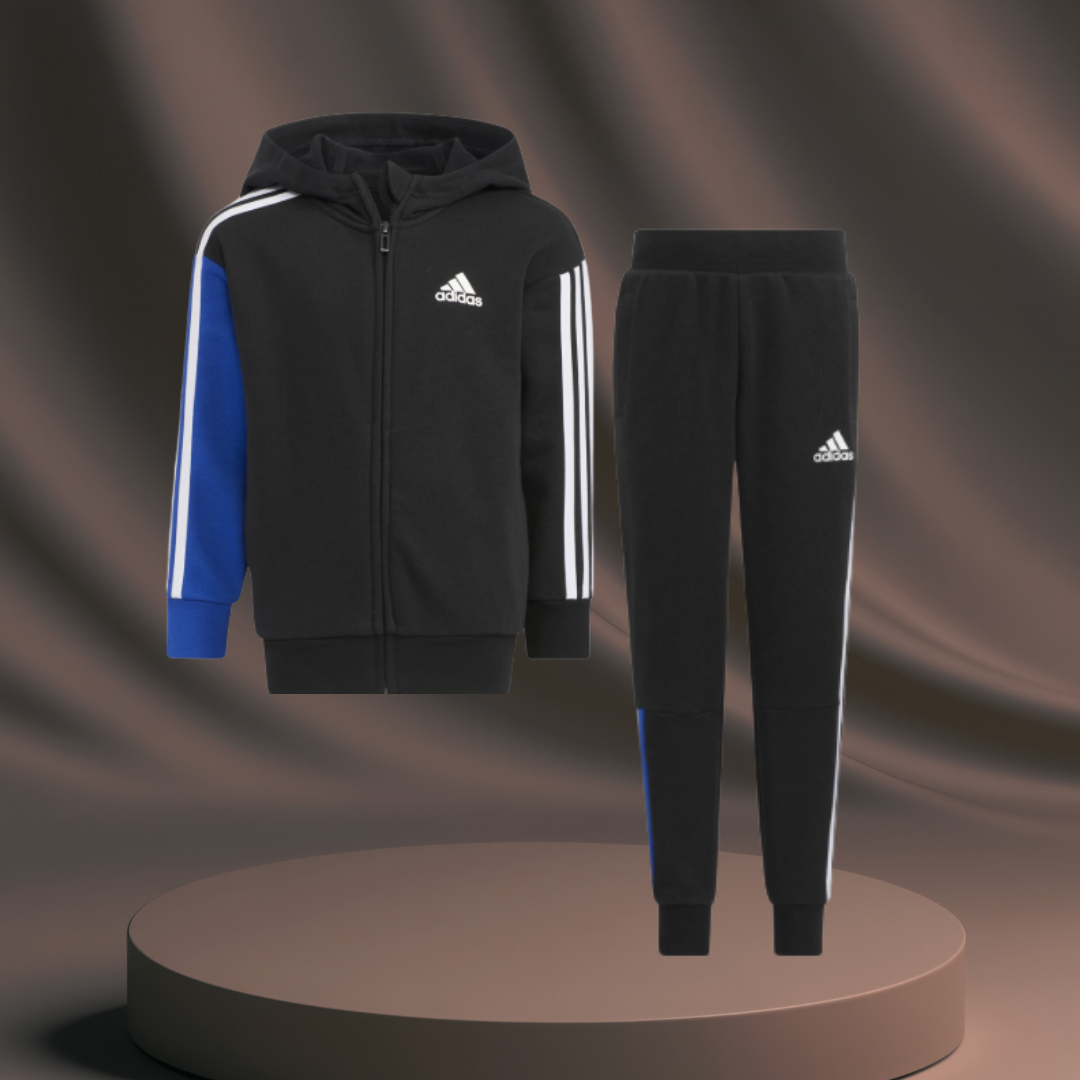 Boy's Black/Blue Adidas Tracksuit