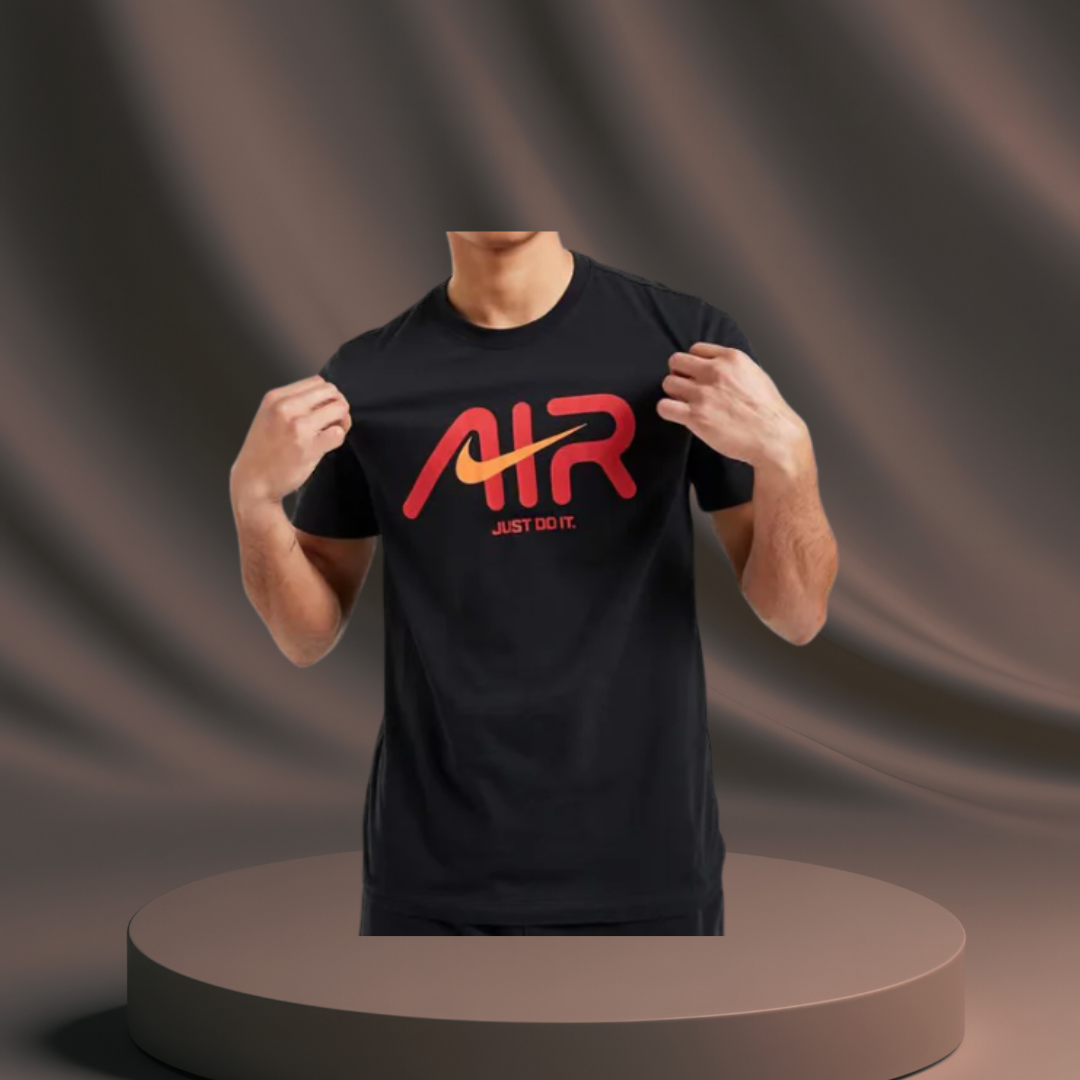 Men's Black Nike Air T-Shirt (Red/Orange)