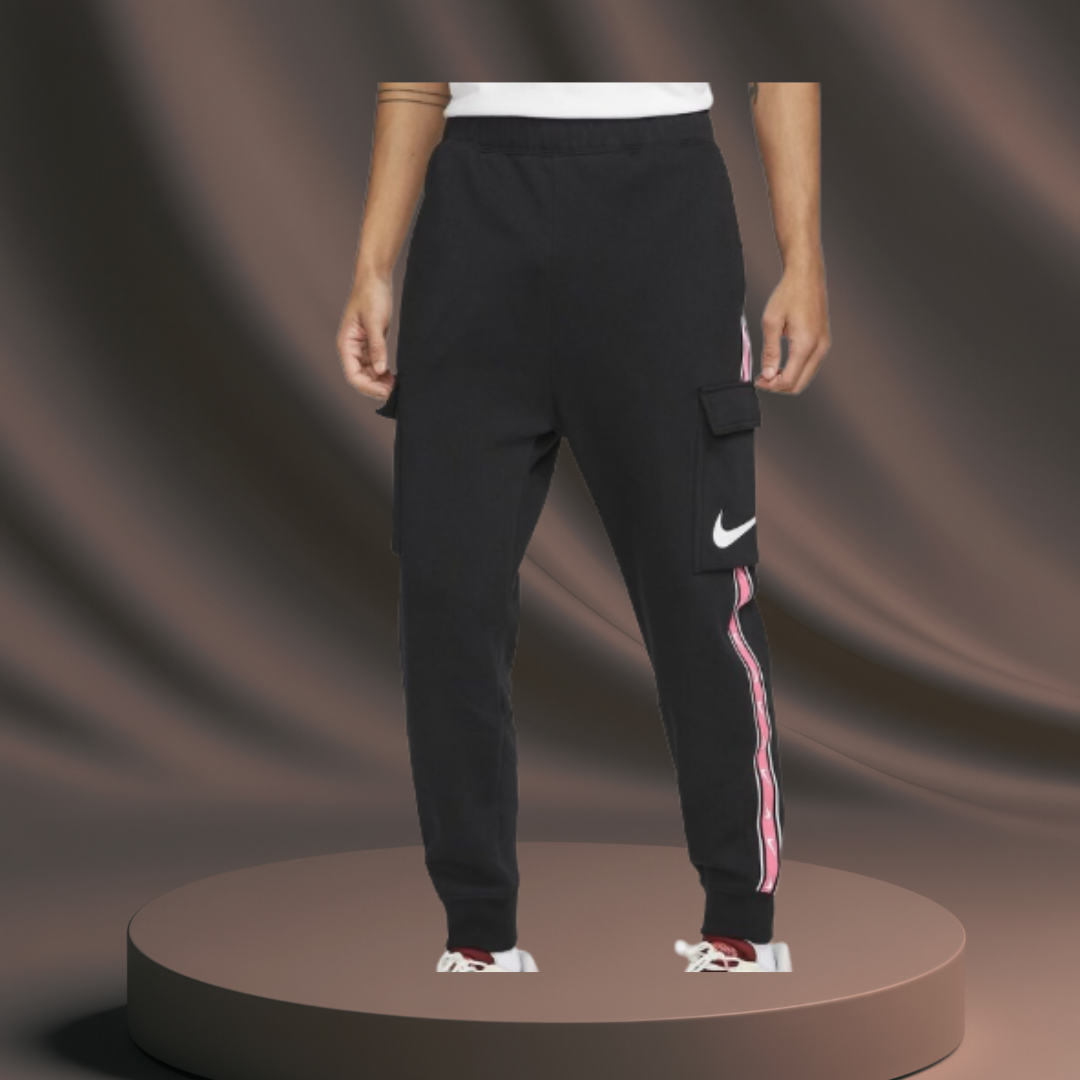 Men's Black Nike Joggers (Pink Stripe)