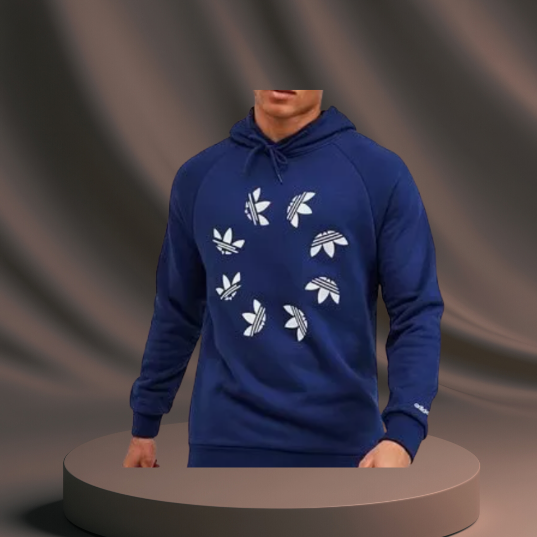 Men's Blue Adidas Logo Leaf Jumper