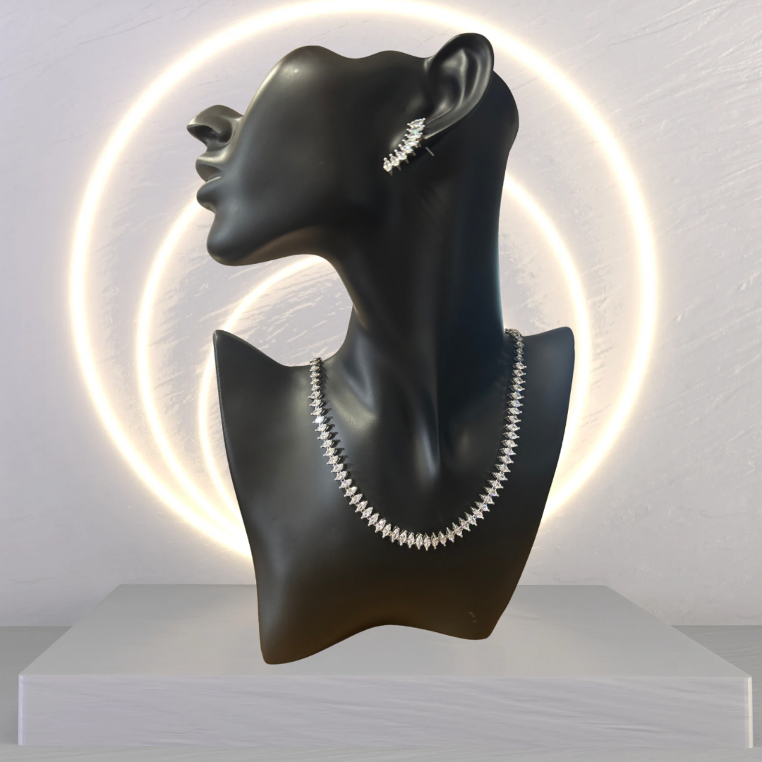 Diamond Pear Drop Necklace & Earring Set