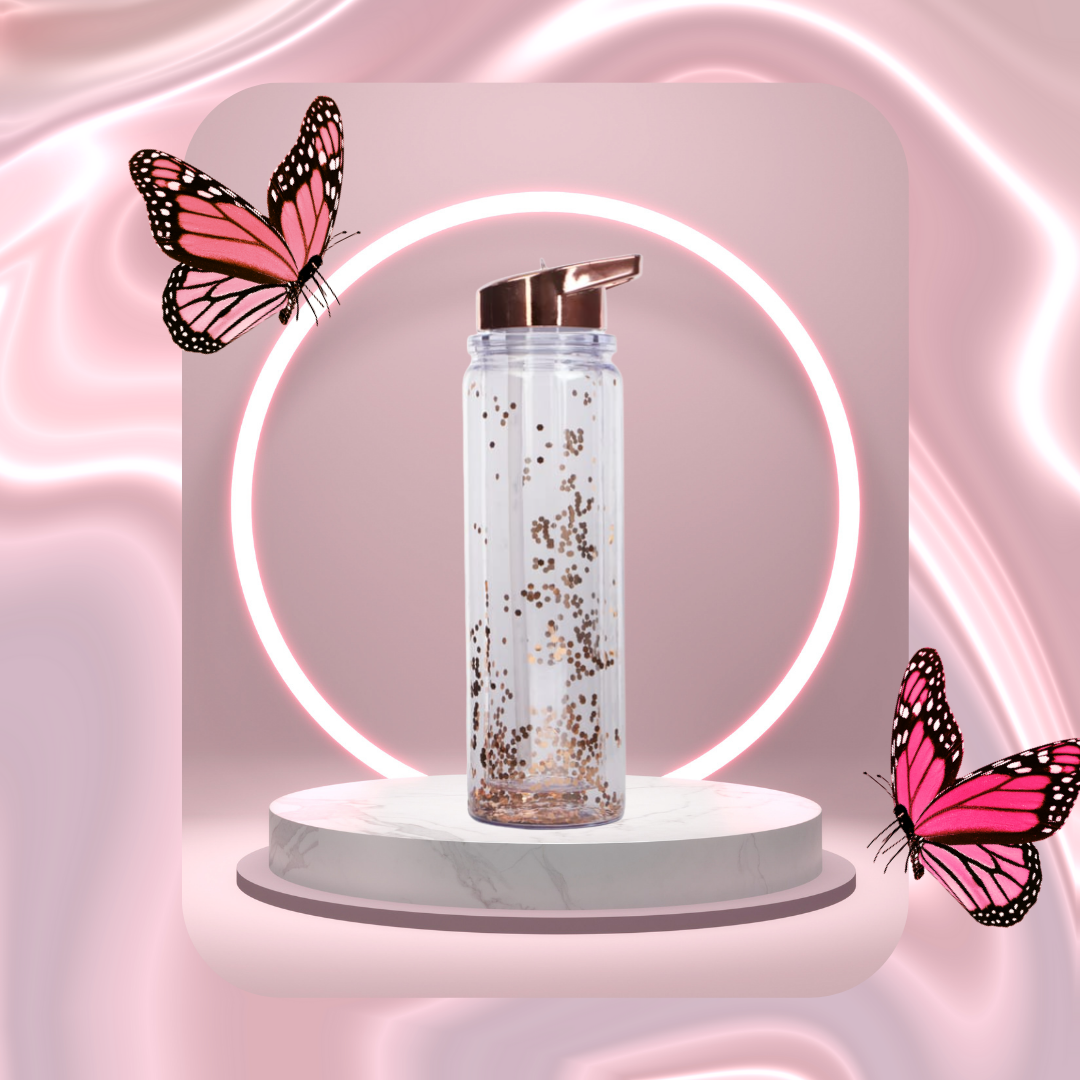 Glitter Drinking Bottle 500ml - Rose Gold