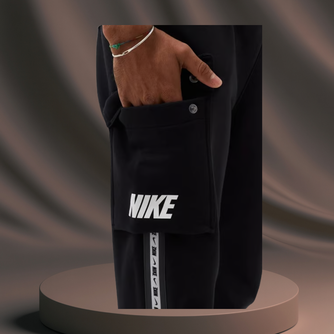 Men's Black Nike Tracksuit - White/Grey Stripe
