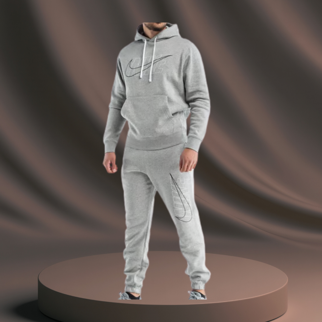 Men's Grey Nike Tracksuit - Green Tick