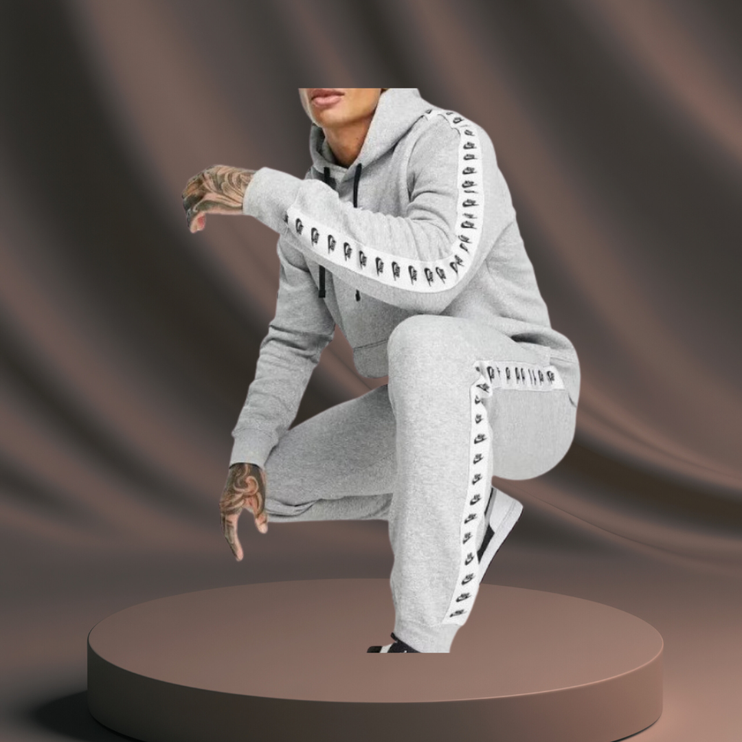 Men's Nike Grey Tracksuit - White Stripe