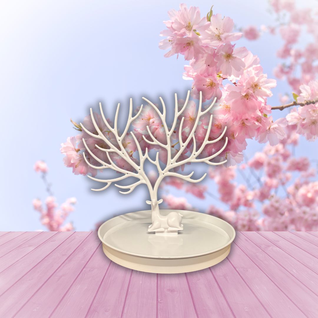 Baltā ziemeļbrieža 360° rotaslietu displejs