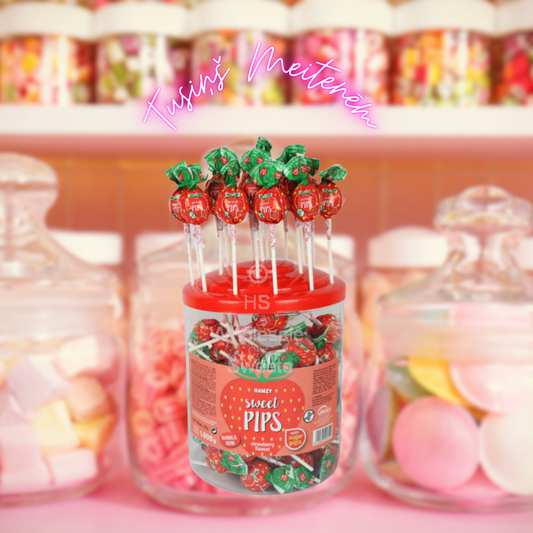 Sweet Pips Bubblegum Strawberry Flavoured Lolly Jar - 2kg